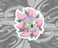 sticker of a sull on top of a pink flower